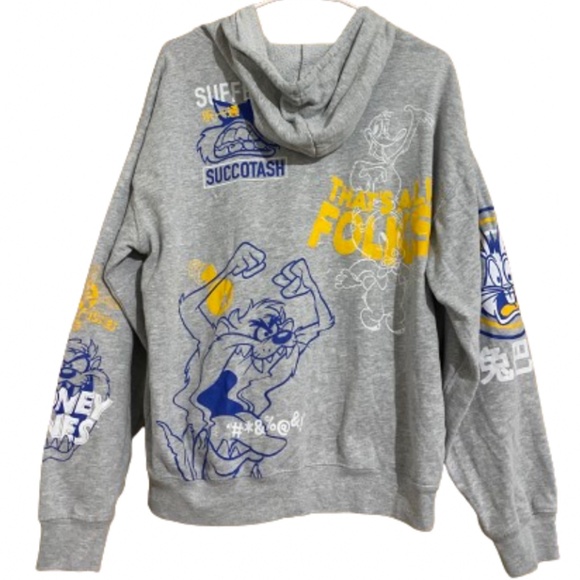 WOMEN’s DISNEY CHARACTER GRAY MULTI “LOONEY TUNES” LONG SLEEVE HOODIE Sz-M - Picture 5 of 5